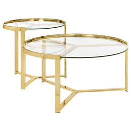Delia  Round Glass Top Nesting Coffee Table Chrome