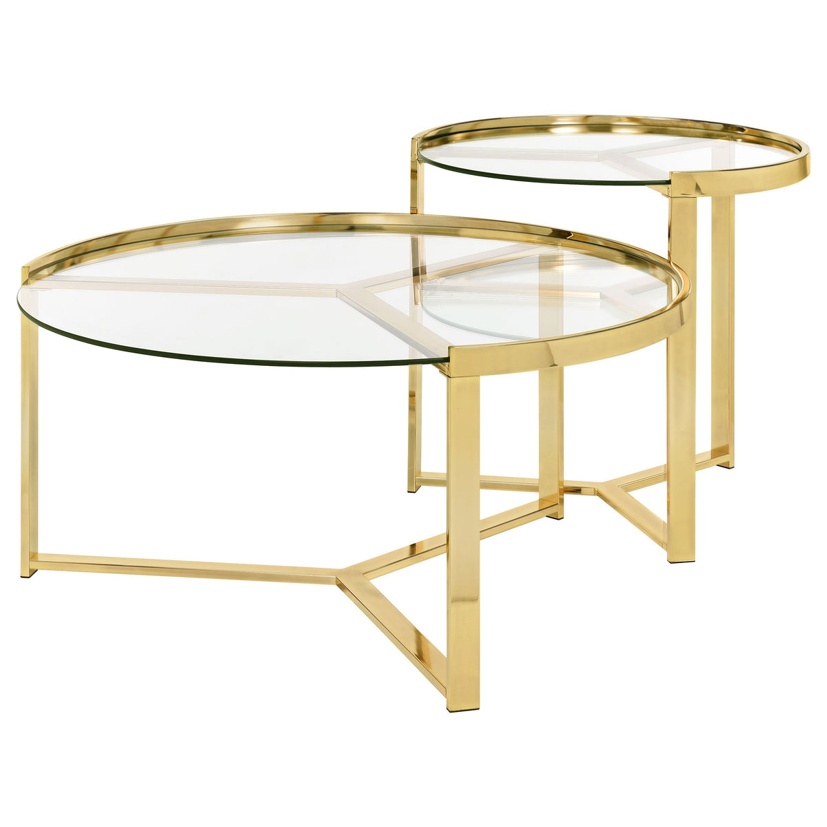 Delia  Round Glass Top Nesting Coffee Table Chrome