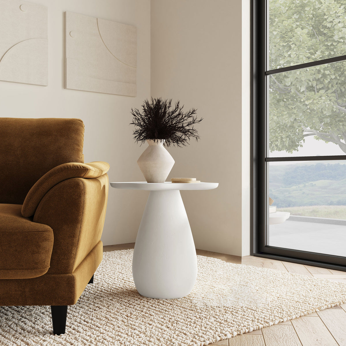 Perth 17-inch Side Table with Cloud-Shaped Top Off White