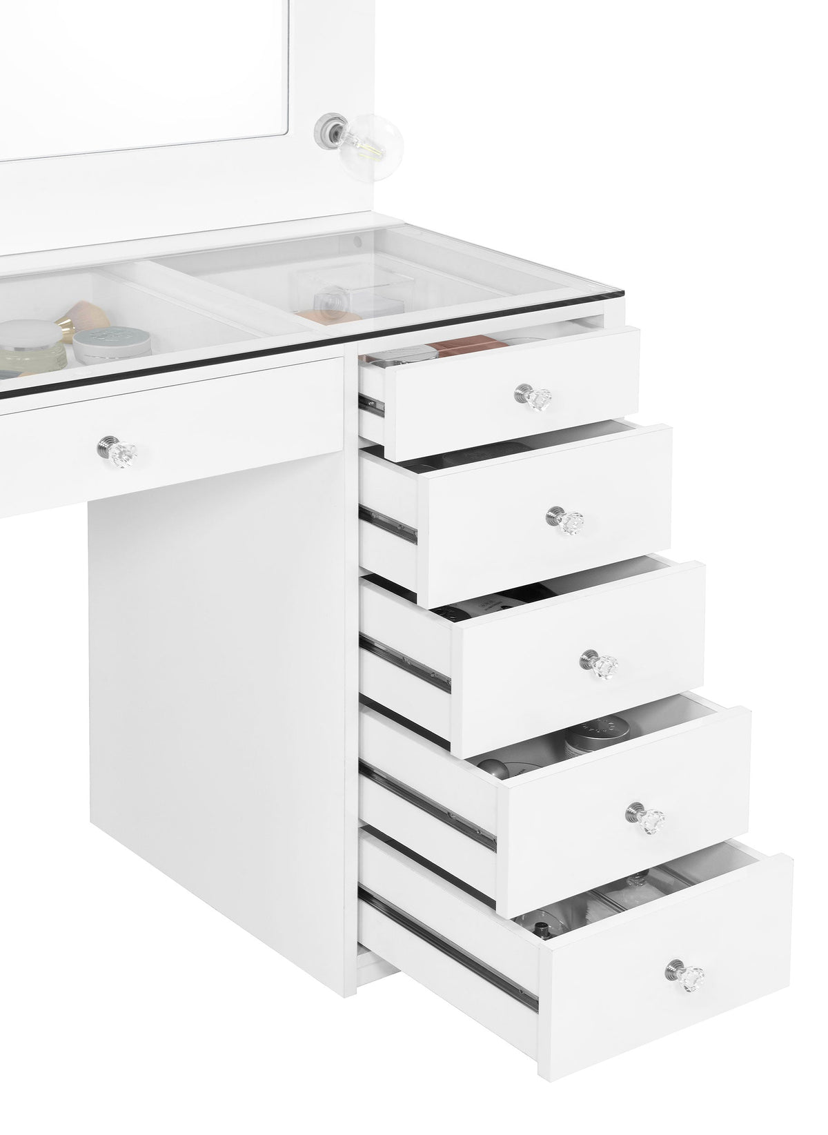 Acena 7-drawer Vanity Set with Lighting Black High Gloss