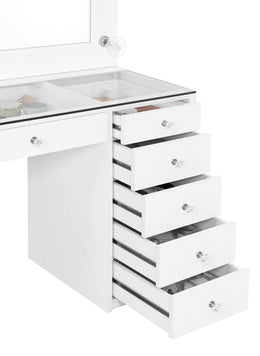 Acena 7-drawer Vanity Set with Lighting Black High Gloss