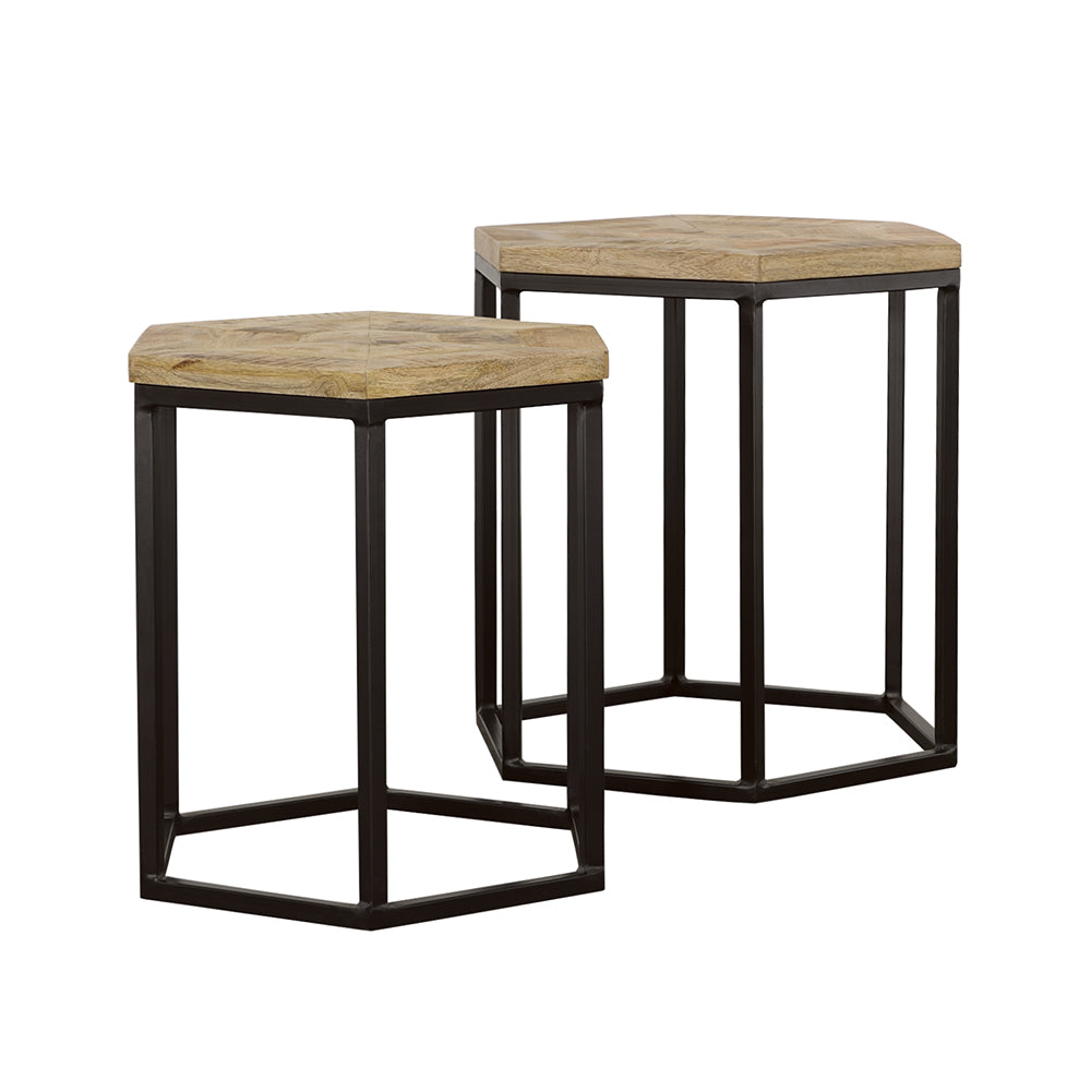 Adger  Hexagonal Nesting Tables Natural and Black