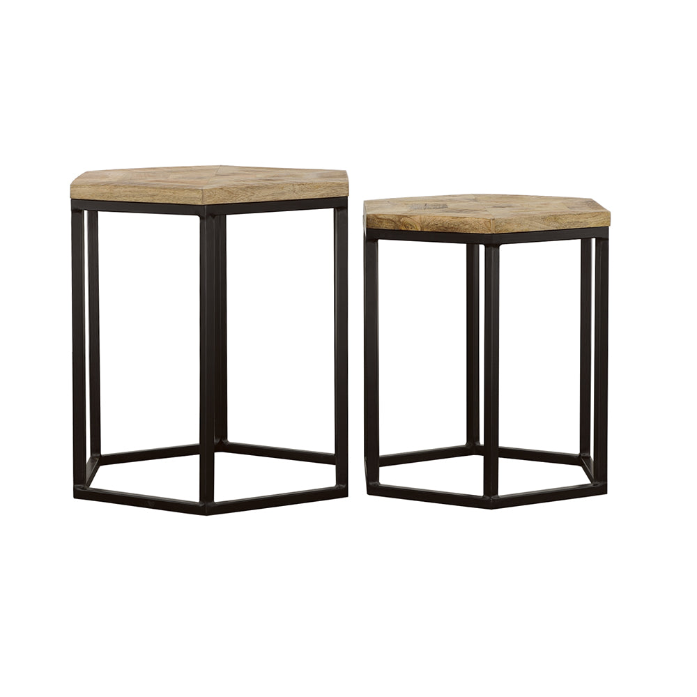 Adger  Hexagonal Nesting Tables Natural and Black