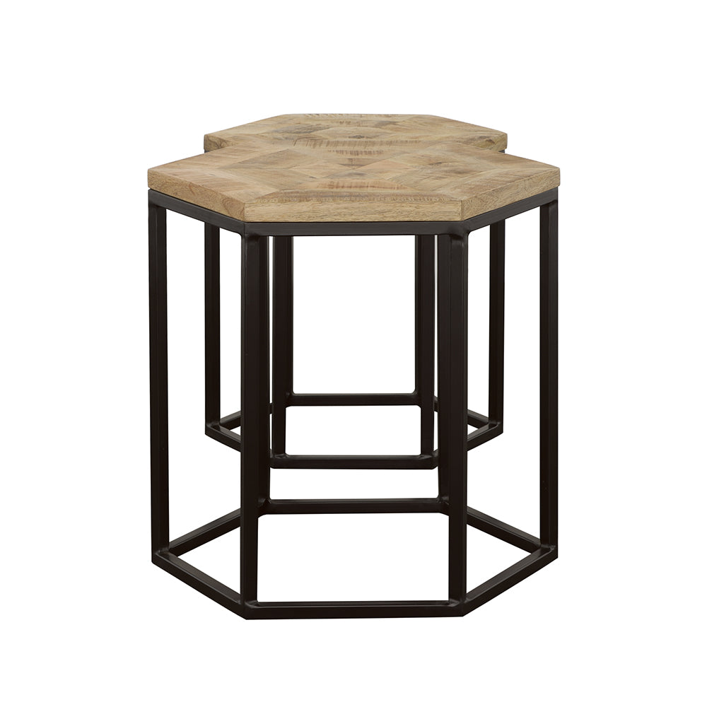 Adger  Hexagonal Nesting Tables Natural and Black