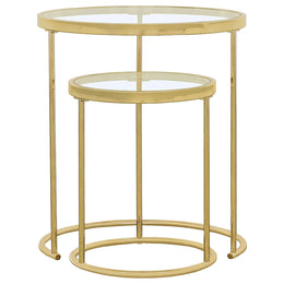 Maylin  Round Glass Top Nesting Table Set Gold