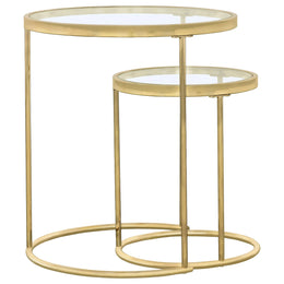 Maylin  Round Glass Top Nesting Table Set Gold