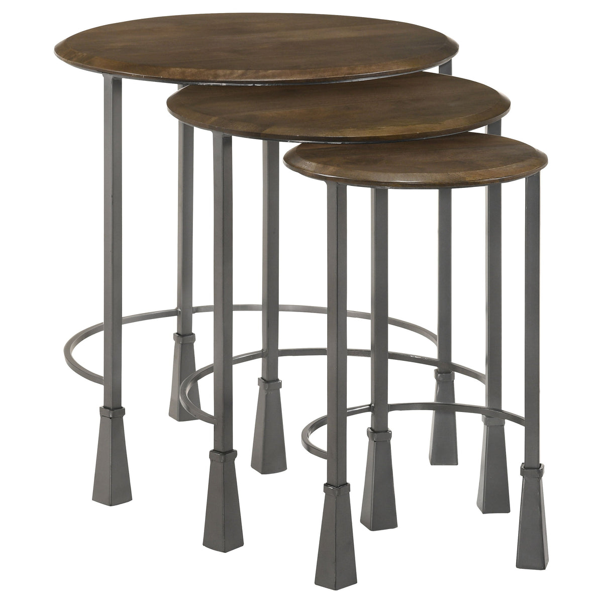 Deja  Round Nesting Table Set Natural and Gunmetal