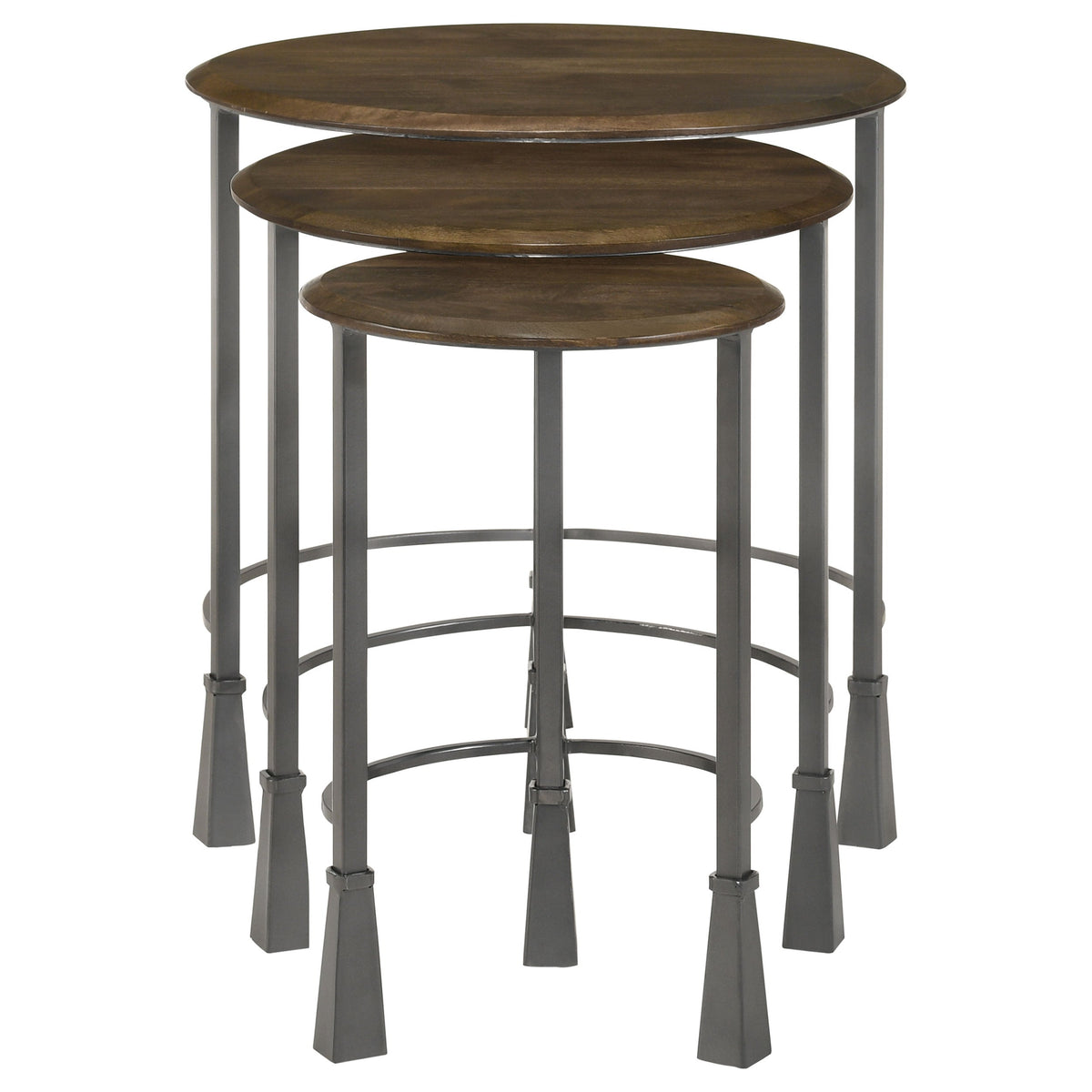 Deja  Round Nesting Table Set Natural and Gunmetal