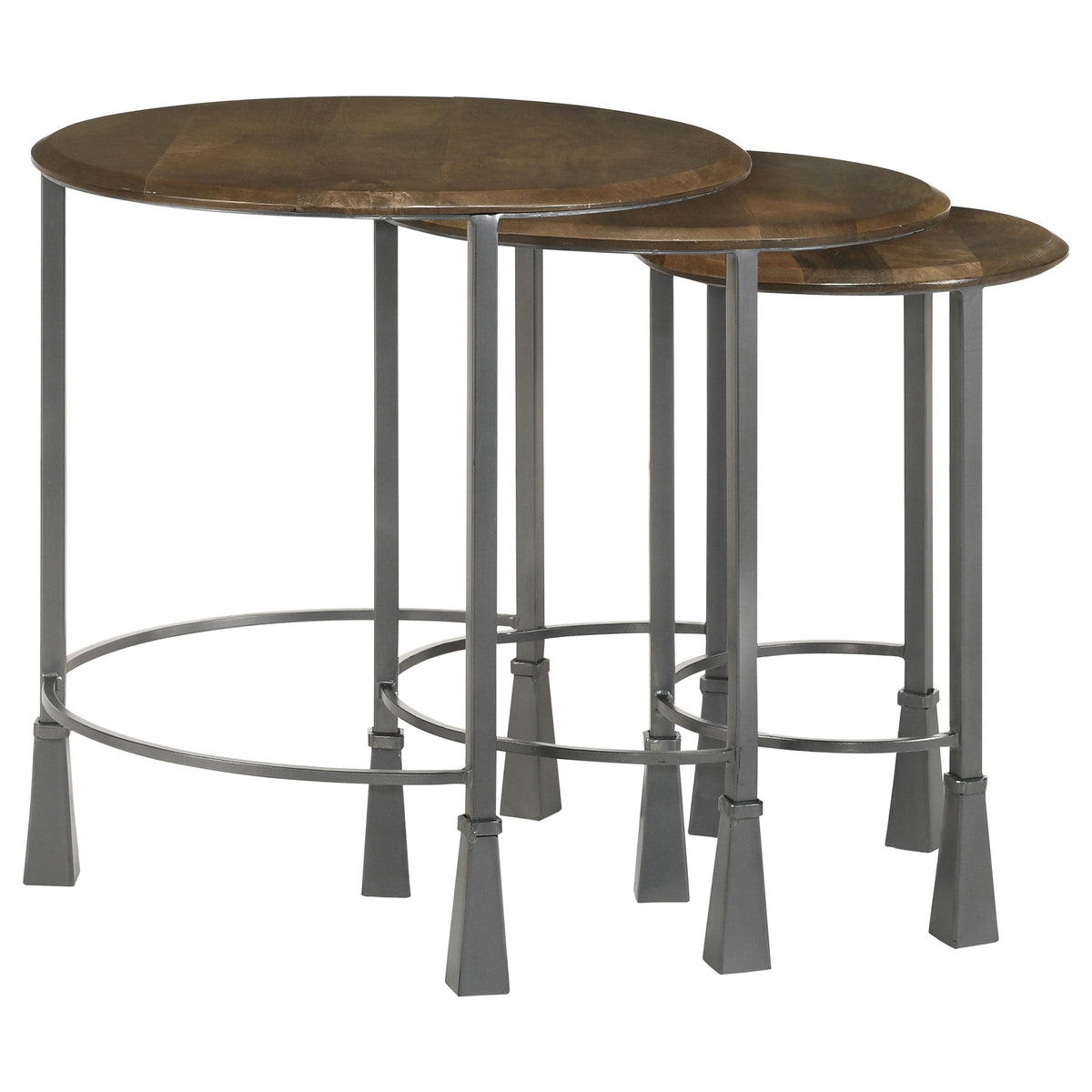 Deja  Round Nesting Table Set Natural and Gunmetal