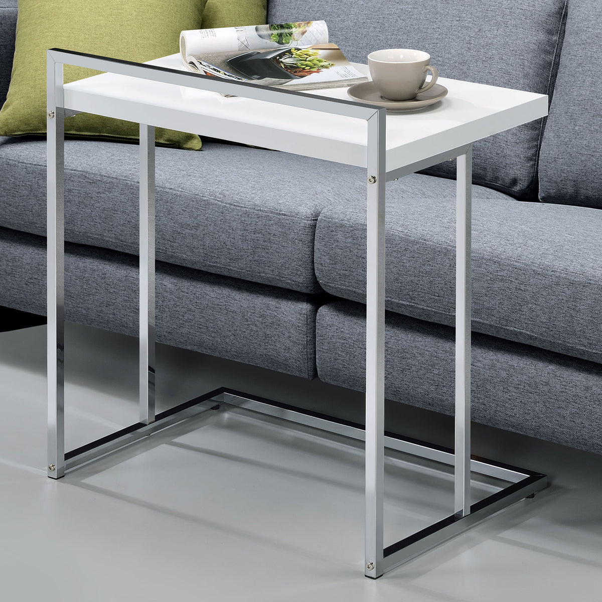 Dani Rectangular C-Shaped Sofa Side Table Rustic Nutmeg