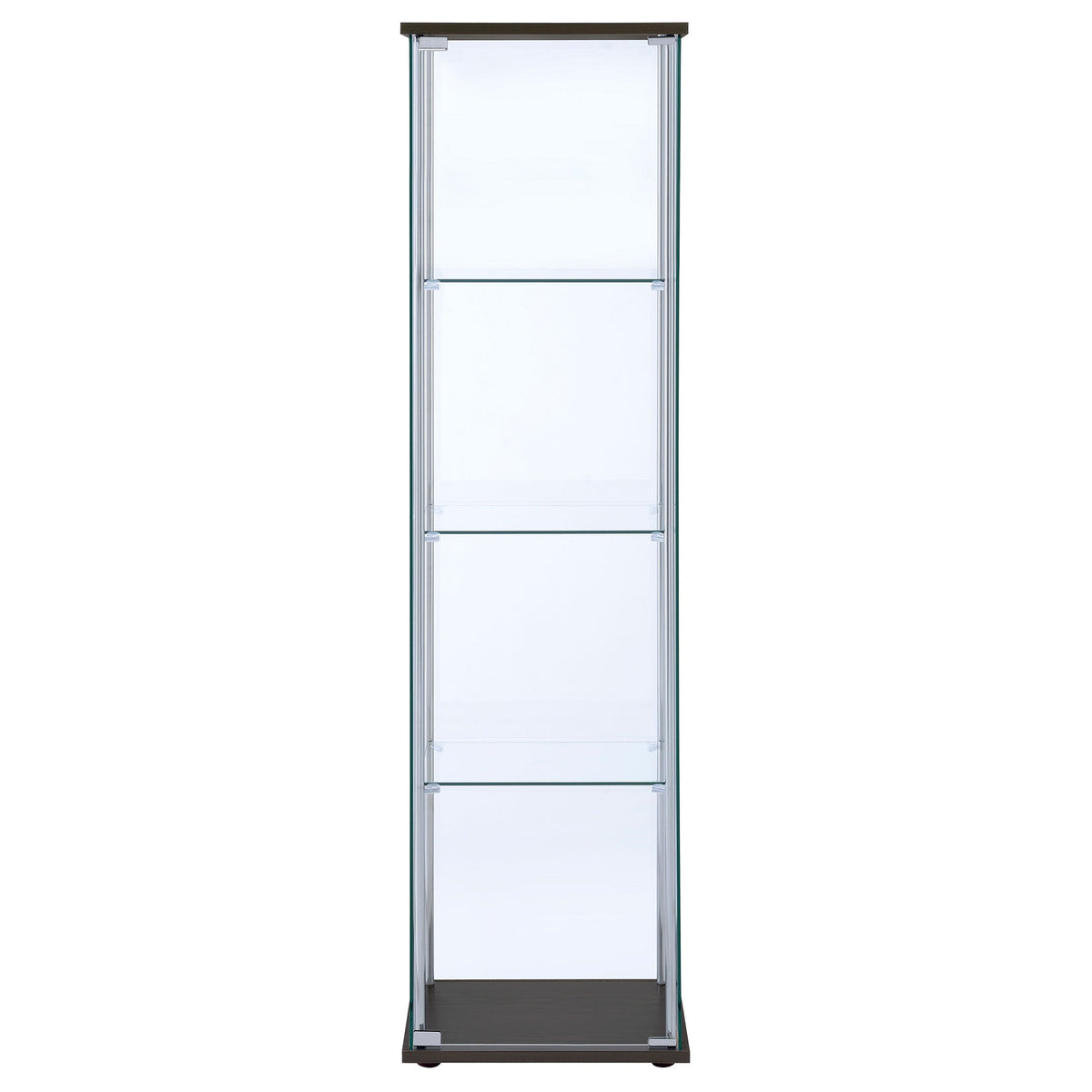 Bellatrix 4-shelf Clear Glass Curio Cabinet Cappuccino