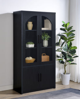 Riva 4-door Tall Accent Display Cabinet LED Lighting Black