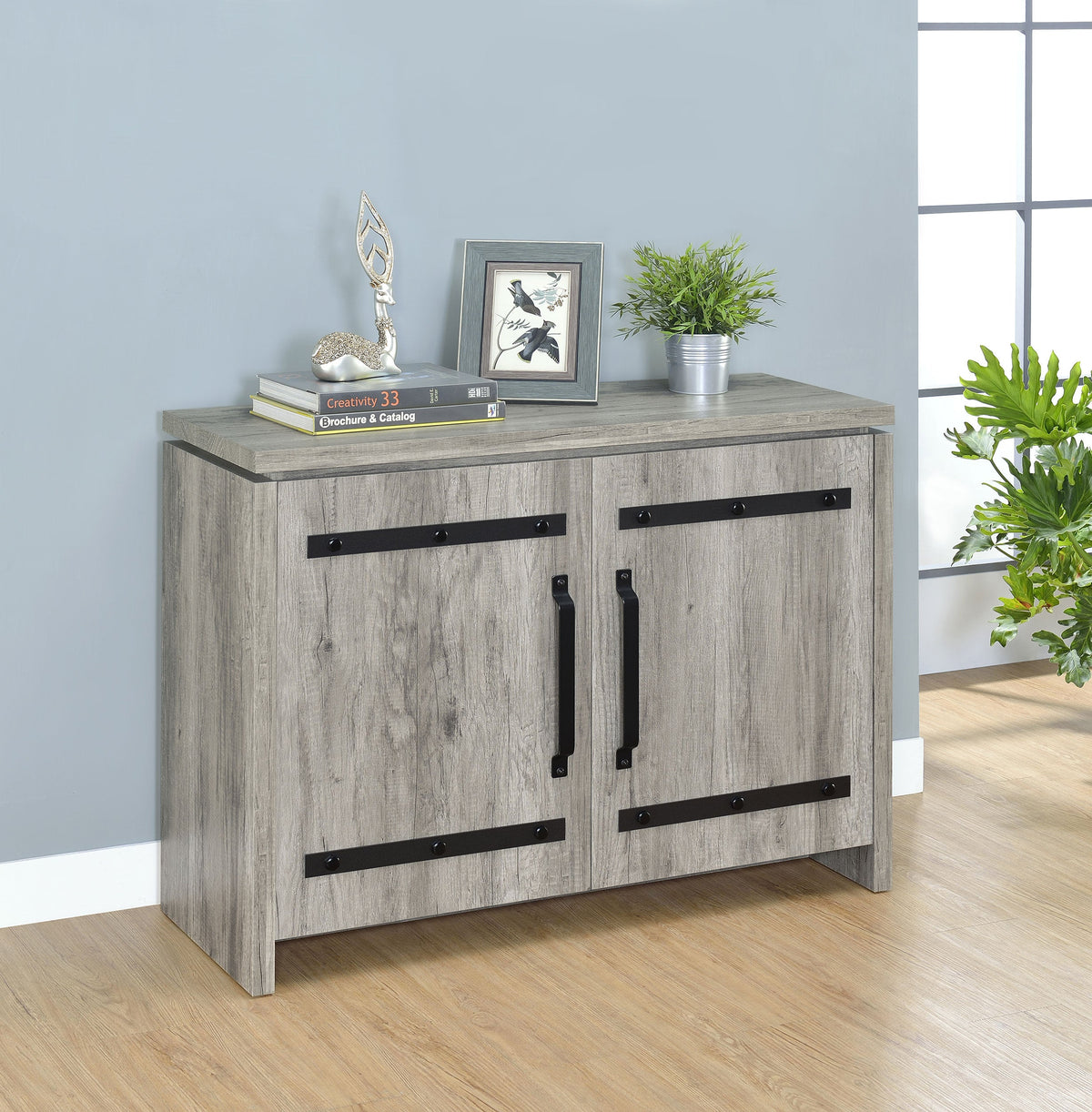 Alejo 2-door Engineered Wood Tall Cabinet Grey Driftwood