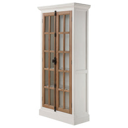 Tammi 2-door Wood Tall Cabinet Distressed White and Brown