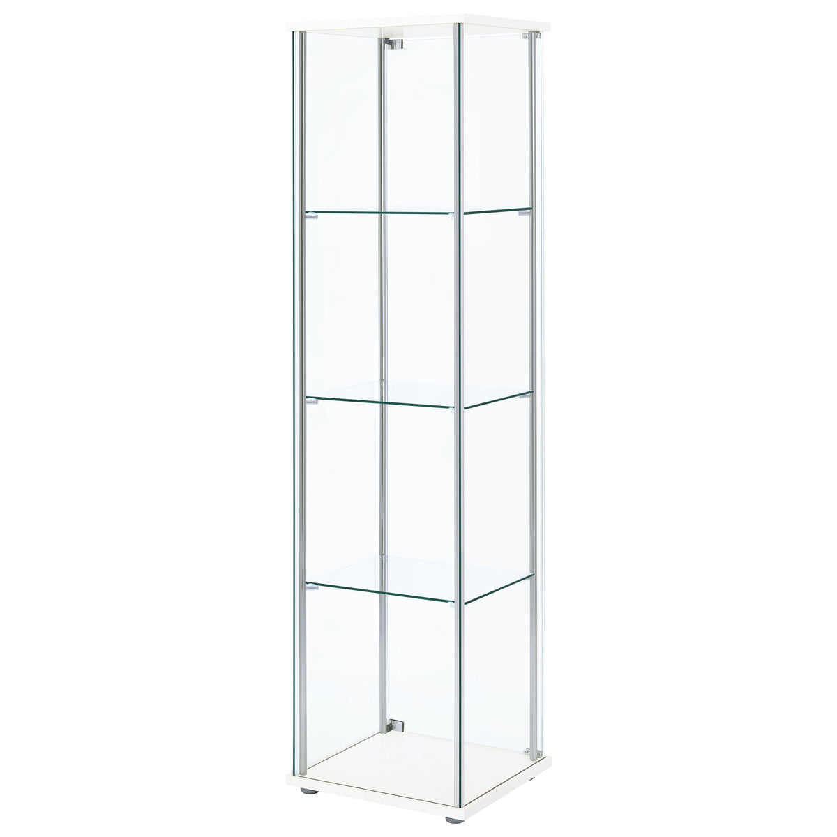 Bellatrix 4-shelf Clear Glass Curio Cabinet Cappuccino