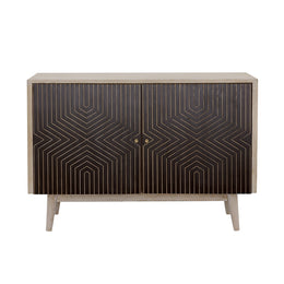 Ixora 2-door Wood Accent Cabinet White Washed and Black