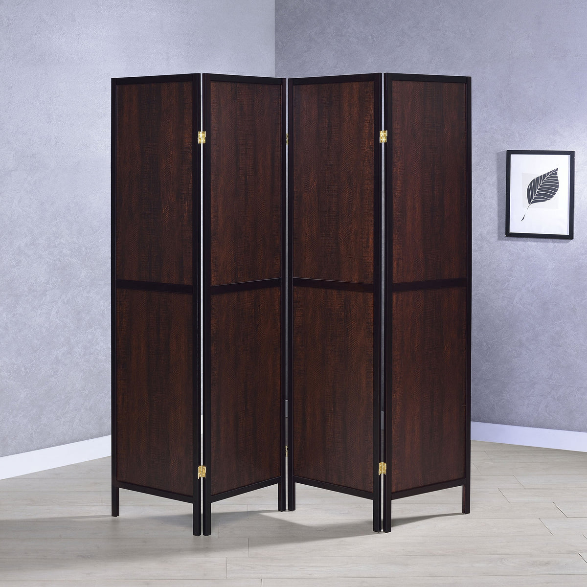 Deepika 4-Panel Room Divider Folding Screen Grey Driftwood