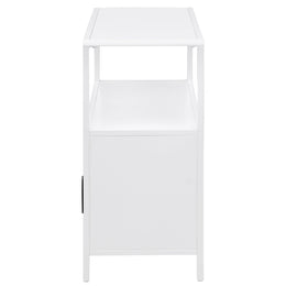 Amherst 3-shelf Radio Weave Cane Metal Accent Cabinet White