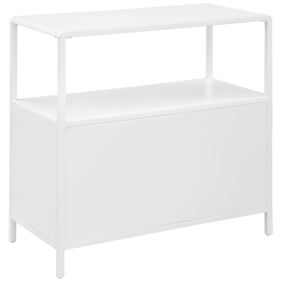 Amherst 3-shelf Radio Weave Cane Metal Accent Cabinet White