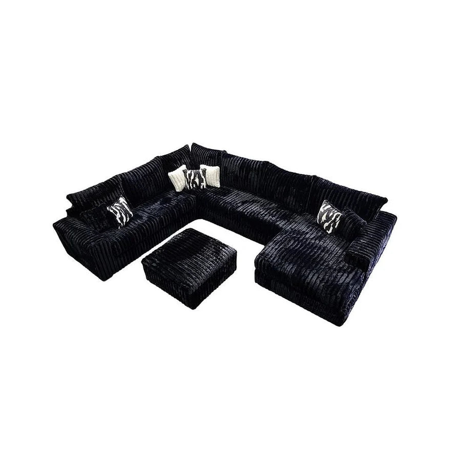 Mr. Fluffy Black Oversized Sectional