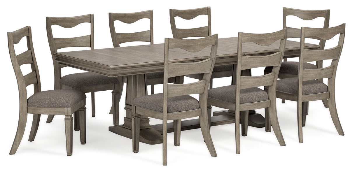 Lexorne Dining Table and 4 Chairs and Bench with Storage