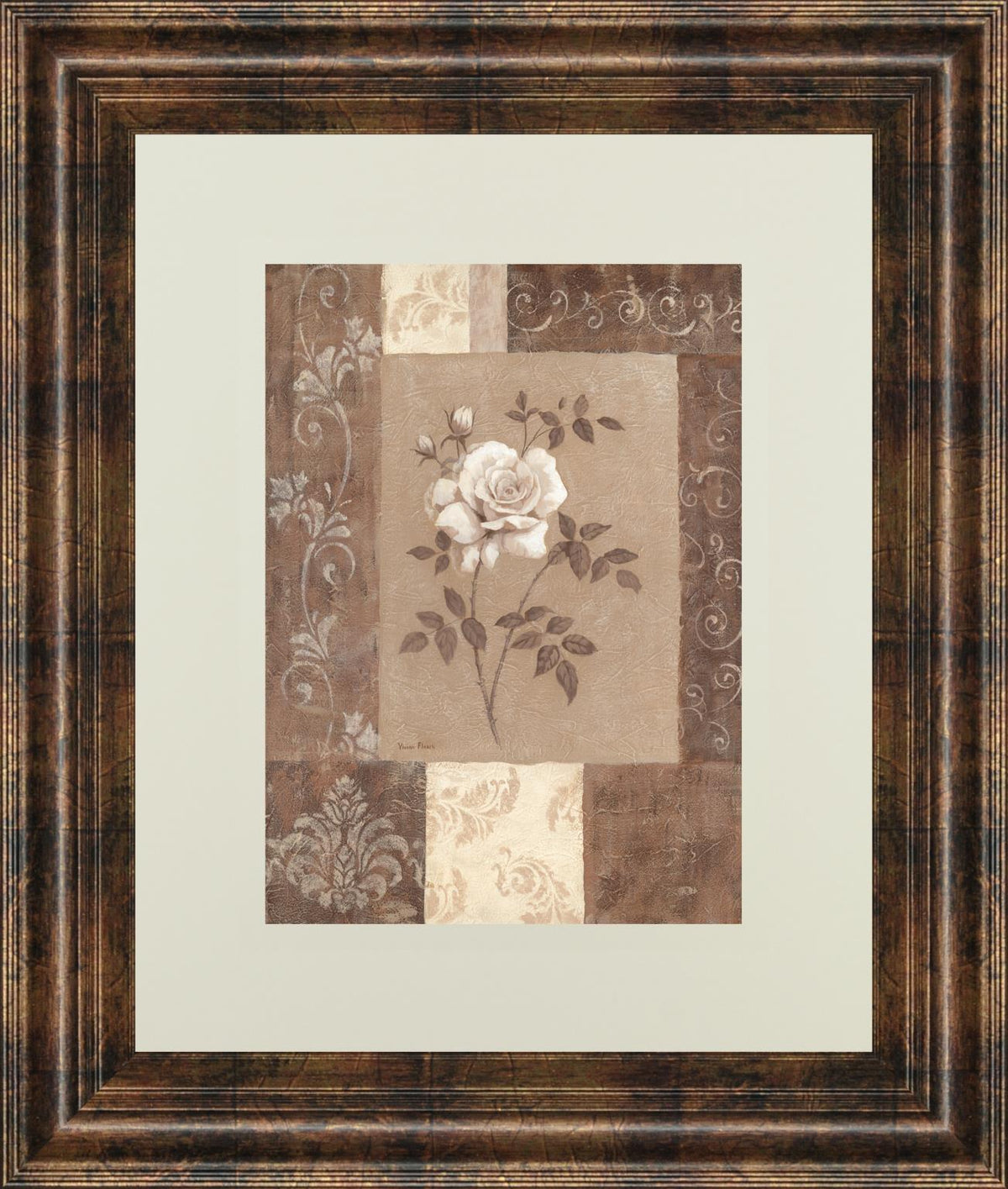 Single Rose By Vivian Flasch 34X40 Framed Print