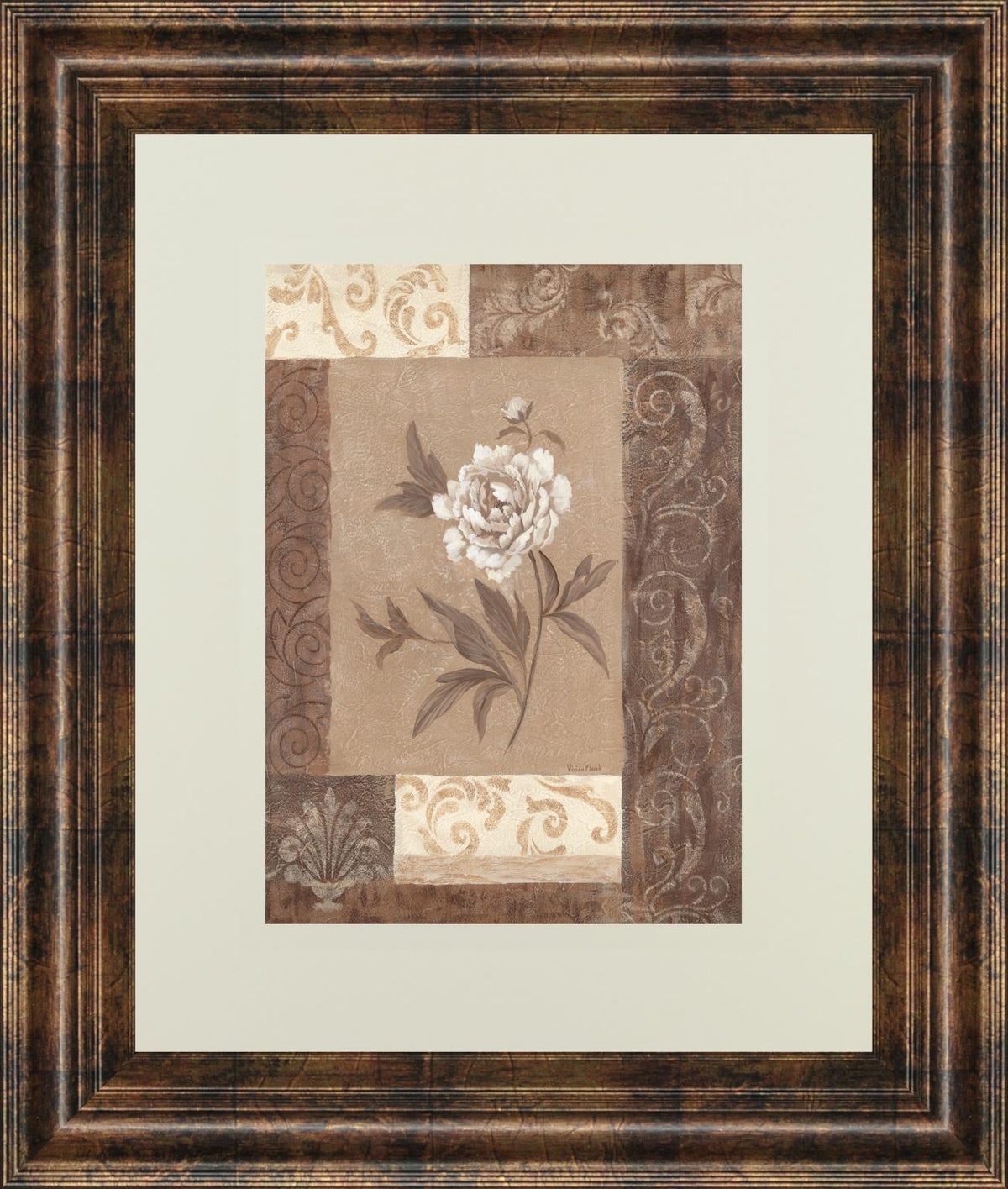 Single Peony By Vivian Flasch 34X40 Framed Print