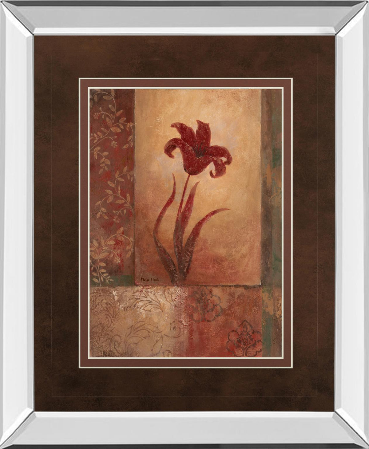 Mirrored Frame Lily Silhouette By Vivian Flasch 34X40 Mirror Frame Print