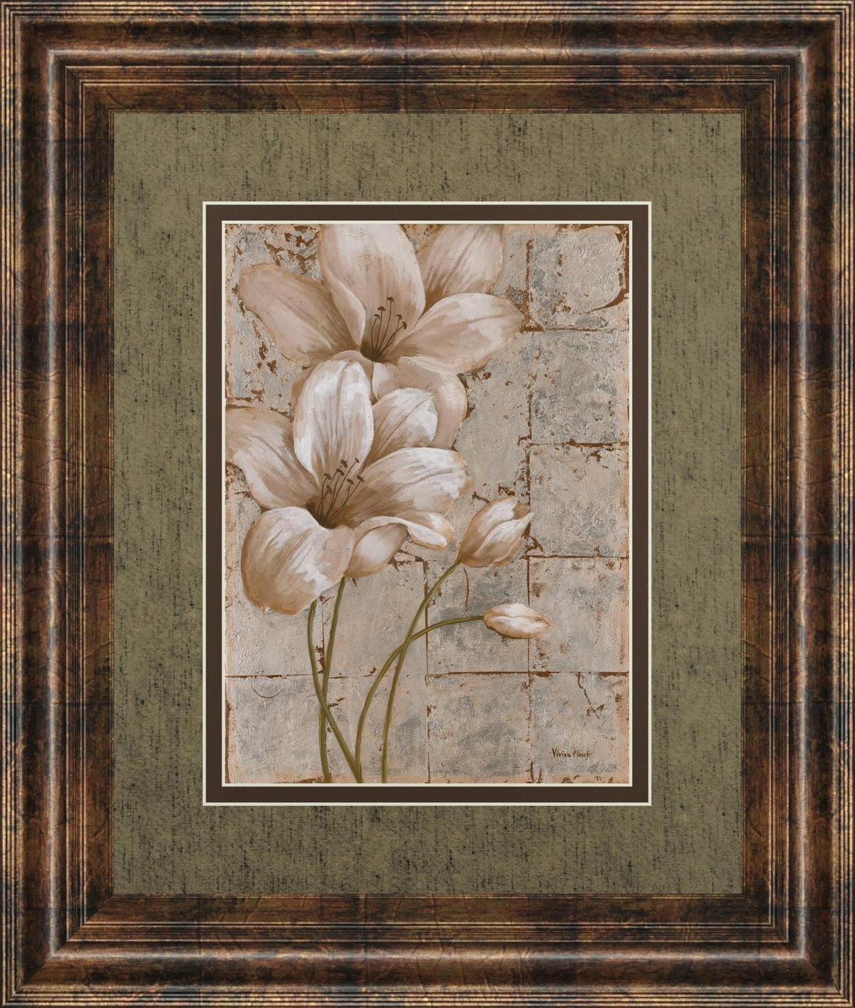 Ilies On Silver I By Vivian Flasch 34X40 Framed Print