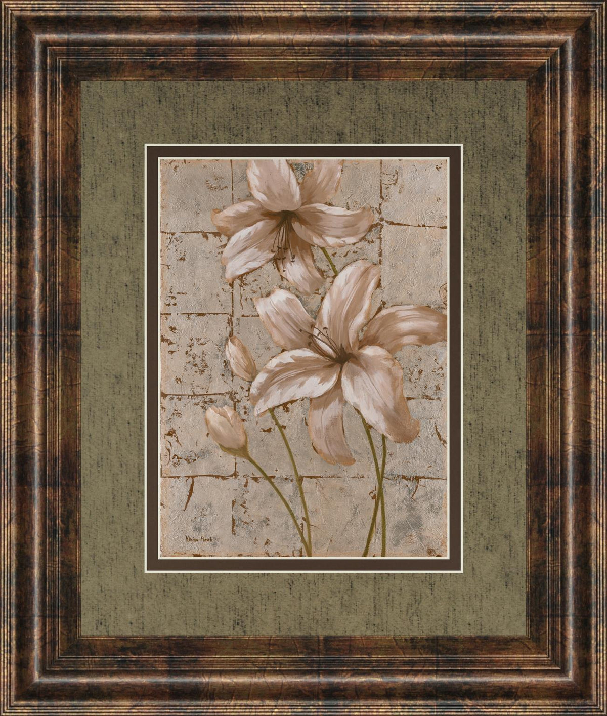 Ilies On Silver Ii By Vivian Flasch 34X40 Framed Print