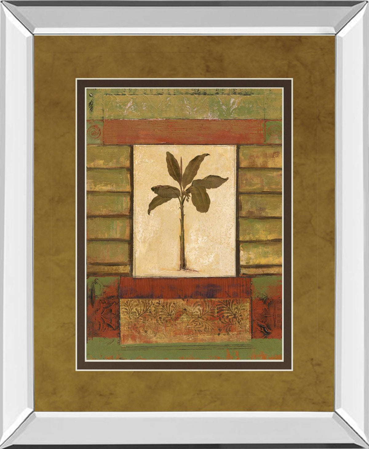 Mirrored Frame Classic Palm Ii By Rebecca Burton 34X40 Mirror Frame Print