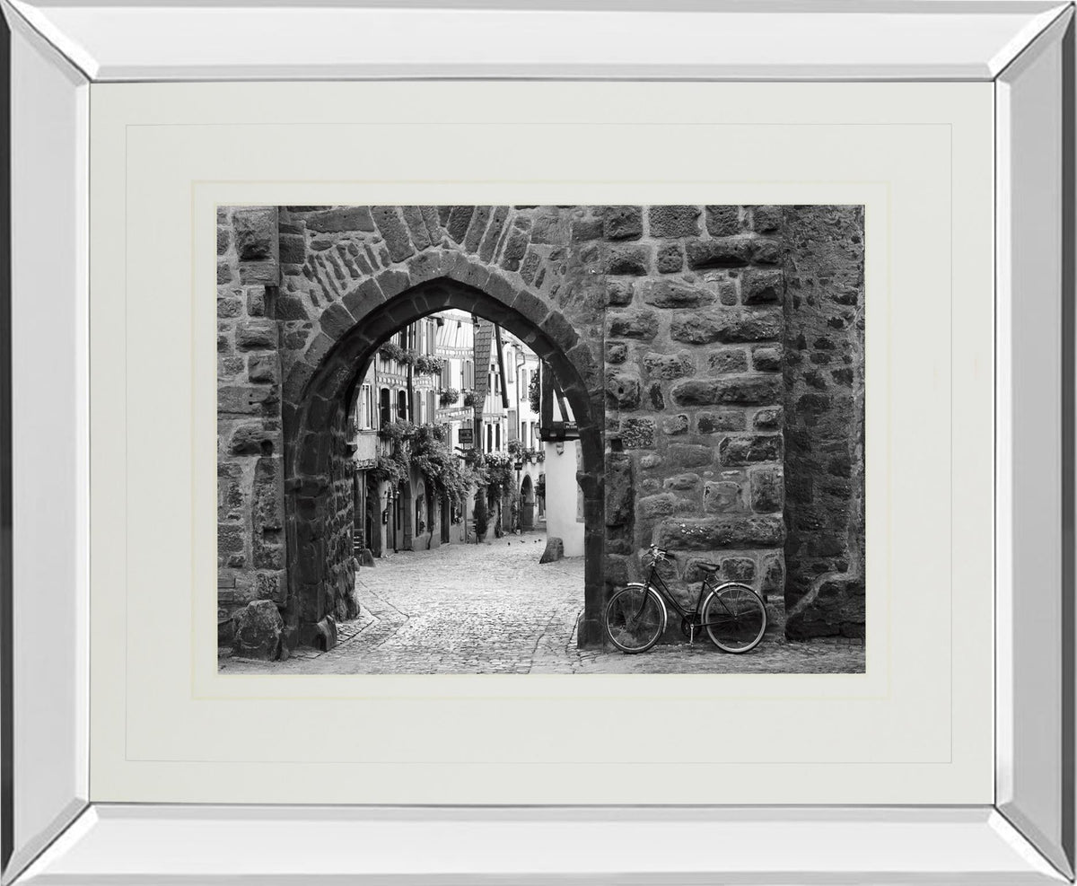 Mirrored Frame Bicycle Of Riquewihr By Monte Nagler 34X40 Mirror Frame Print
