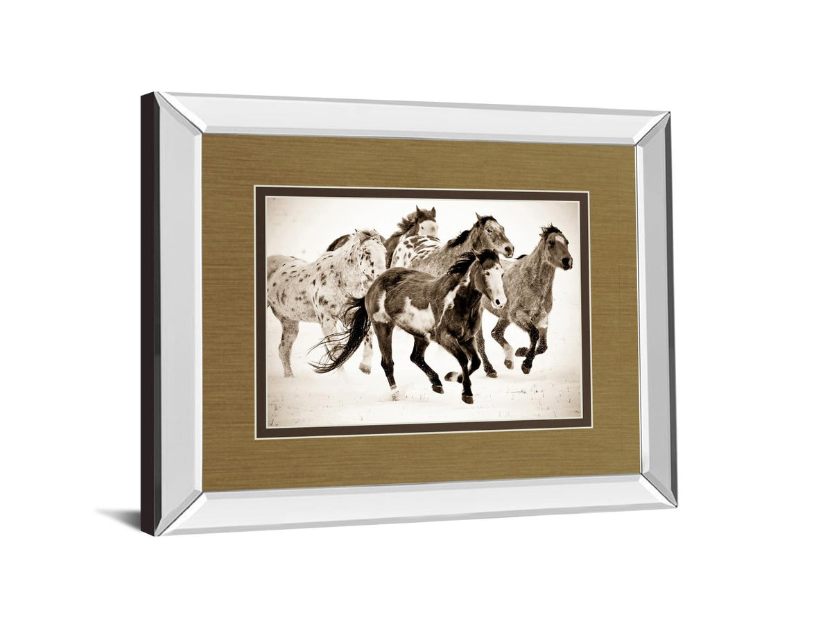 Mirrored Frame Painted Horses Run By Carol Walker 34X40 Mirror Frame Print