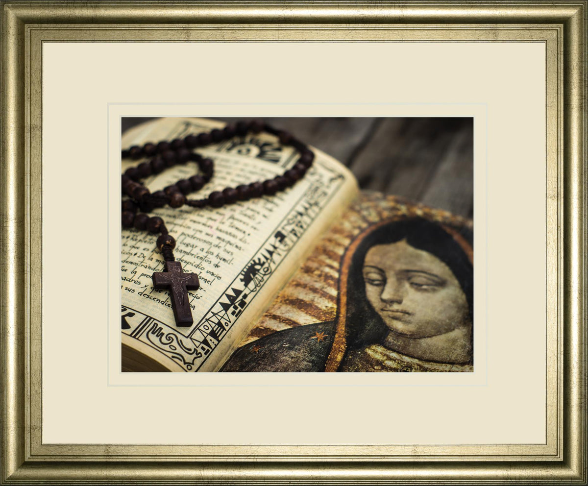 Rosary In Bible By Kbuntu 34X40 Framed Print