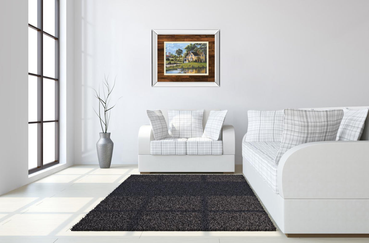 Mirrored Frame Yellow House By Saunders 34X40 Mirror Frame Print