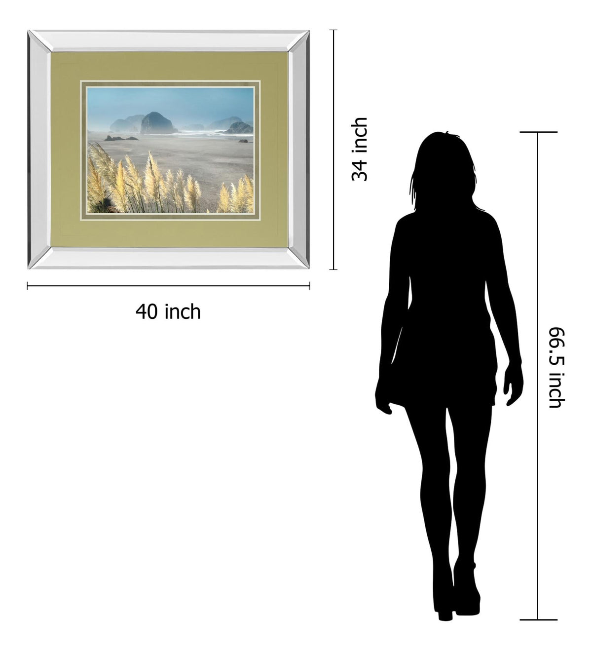 Mirrored Frame Pompas Beach By Frates 34X40 Mirror Frame Print