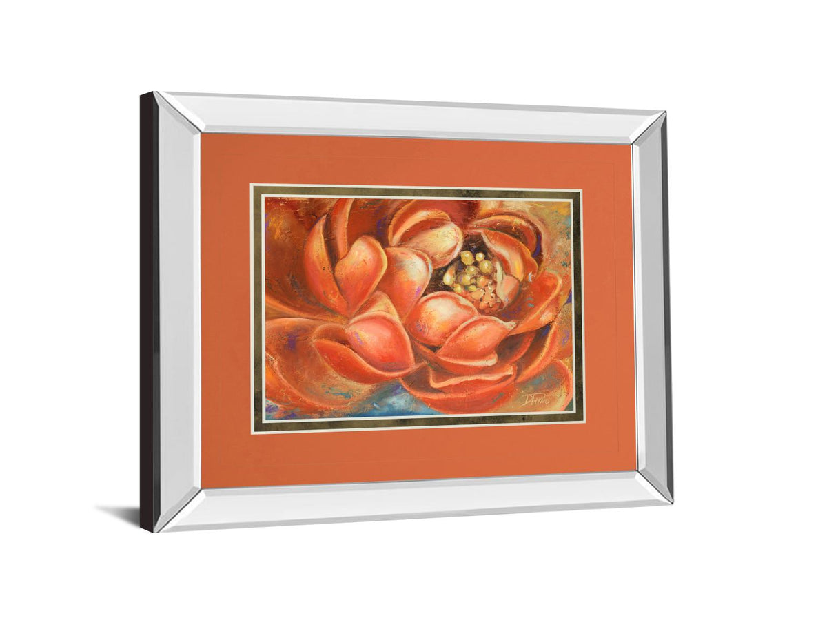 Mirrored Frame Red Lotus I  By Patricia Pinto 34X40 Mirror Frame Print