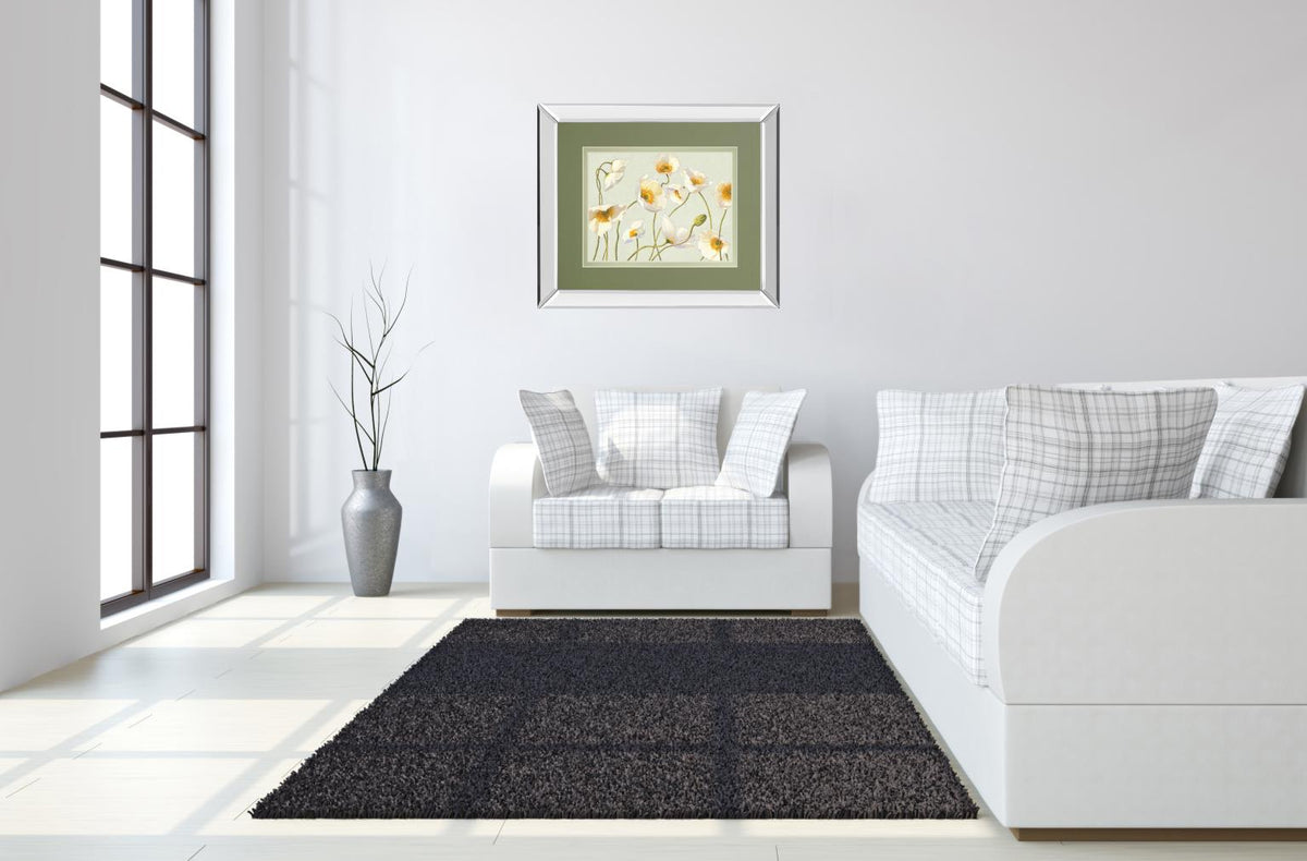 Mirrored Frame White Bright Poppies By Novak 34X40 Mirror Frame Print