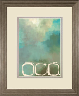 Retro In Aqua And Khaki Ii By Laurie Maitland 34X40 Framed Print