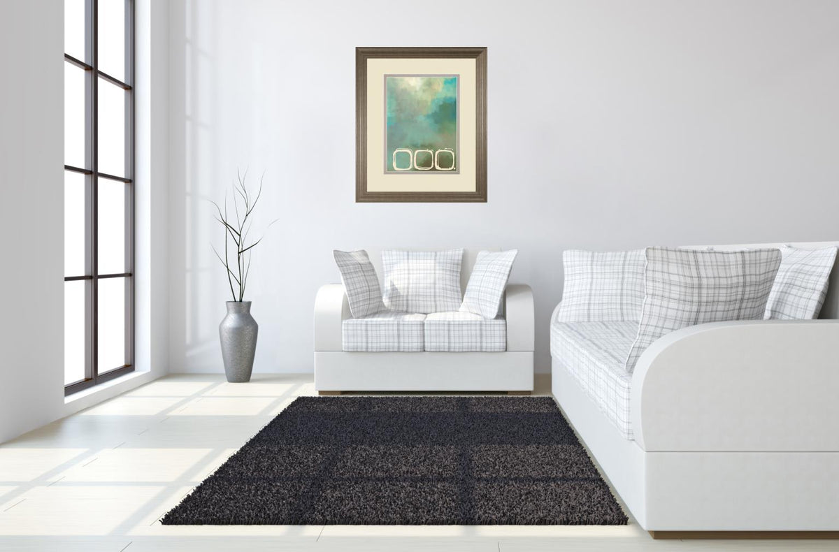 Retro In Aqua And Khaki Ii By Laurie Maitland 34X40 Framed Print