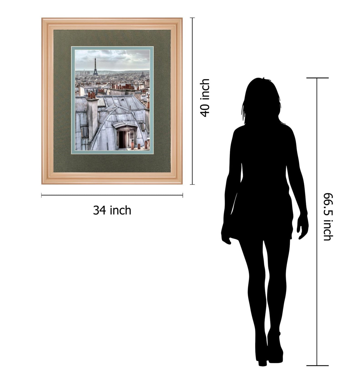 Paris Rooftops By Assaf Frank 34X40 Framed Print