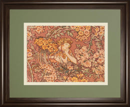 Redhead Among Flowers By Alphonse Mucha 34X40 Framed Print