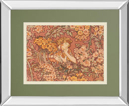 Redhead Among Flowers By Alphonse Mucha 34X40 Mirror Frame Print