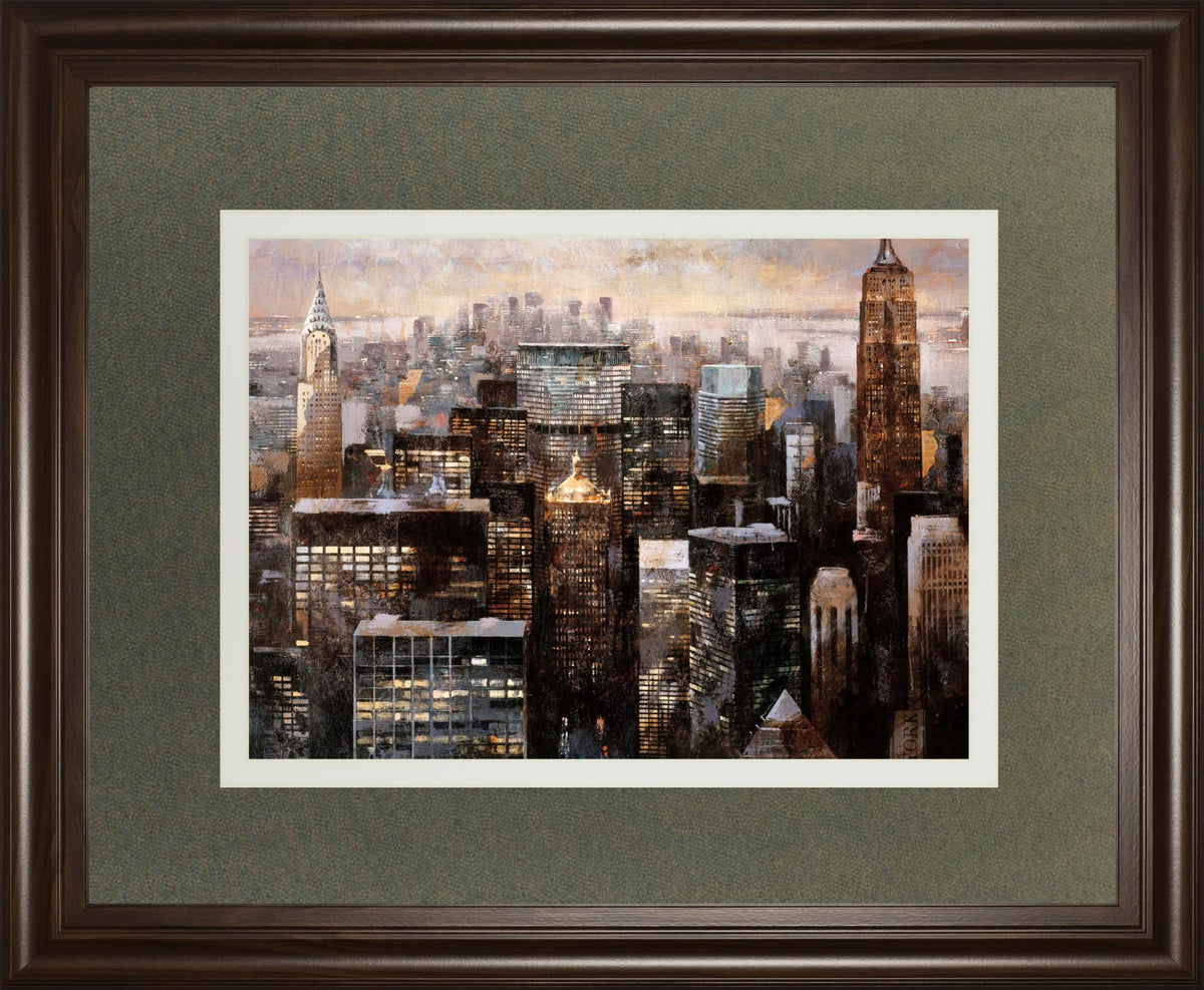 Manhattan By Night By Bofarull, M. 34X40 Framed Print