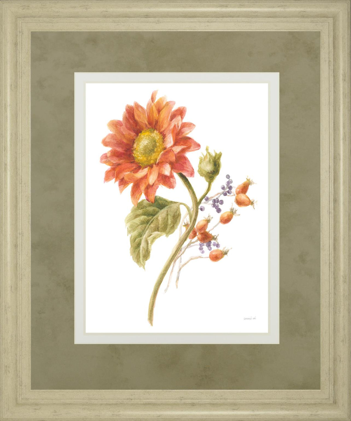 Floursack Autumn Ii On White By Danhui Nai 34X40 Framed Print