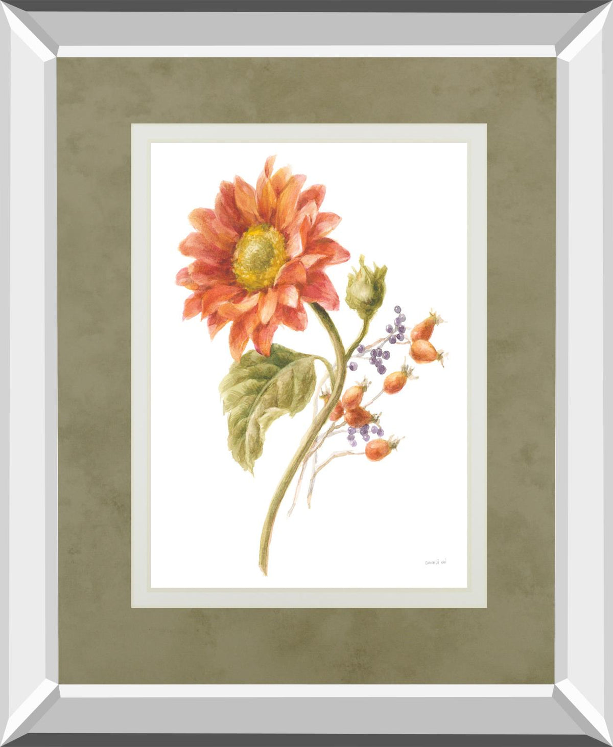 Floursack Autumn Ii On White By Danhui Nai 34X40 Mirror Frame Print