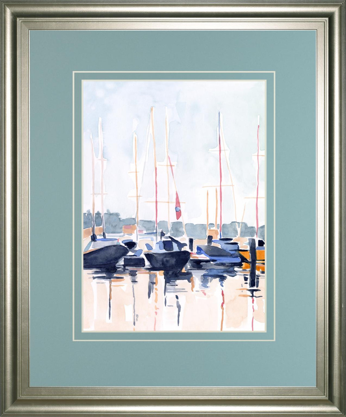 Watercolor Boat Club Ii By Emma Scarvey 34X40 Framed Print