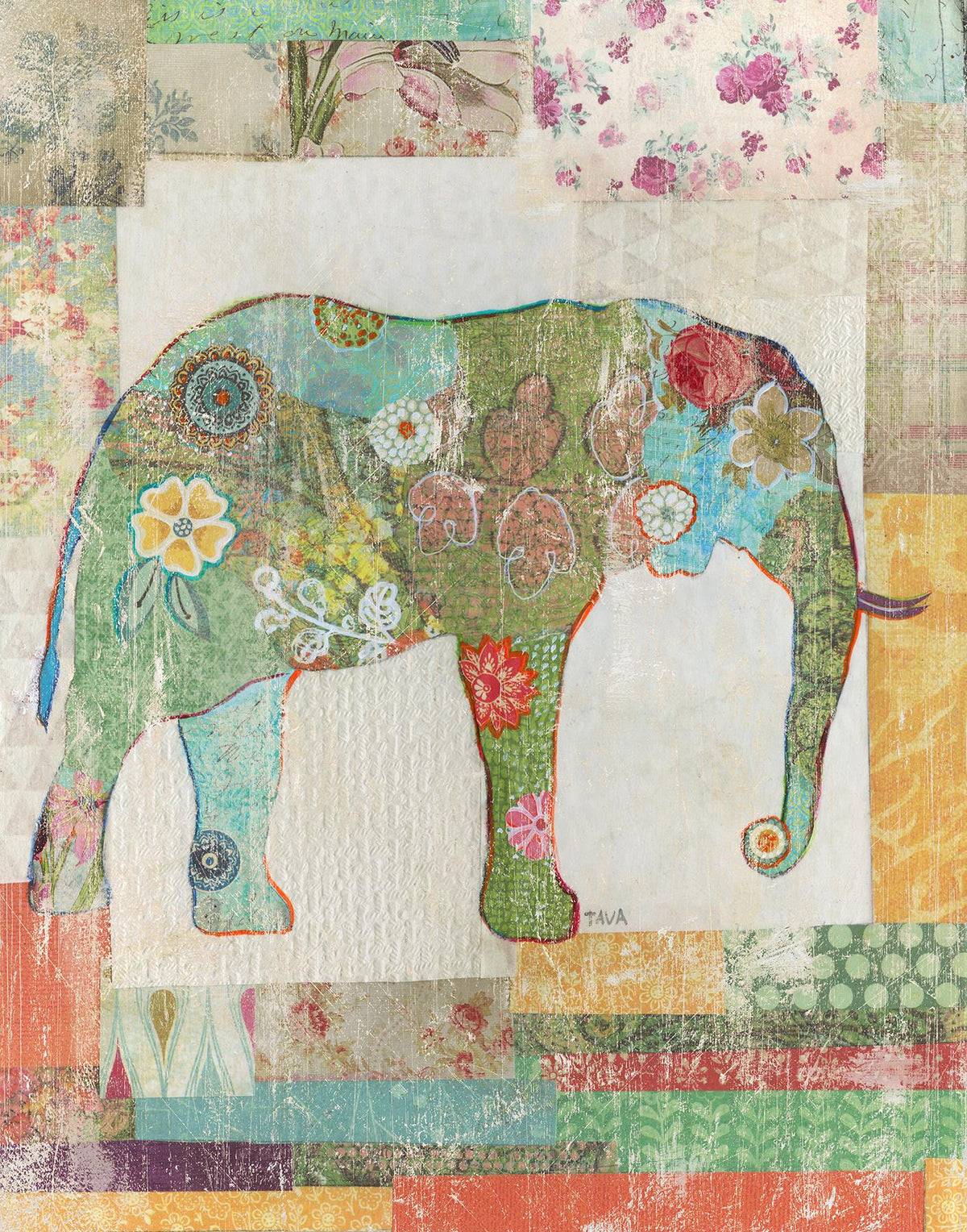 Elephant Montage By Tava Studios (Framed) Giclee Canvas