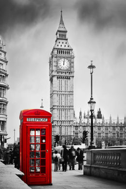 Red Phone Booth (Framed) Giclee Canvas