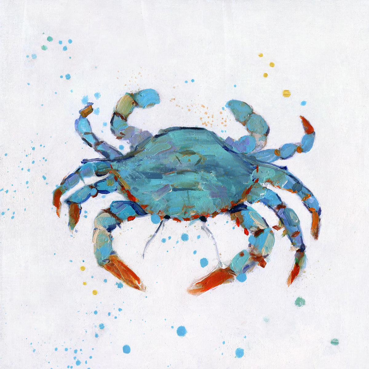 Bubbly Blue Crab By Sally Swatland (Framed) Giclee Canvas